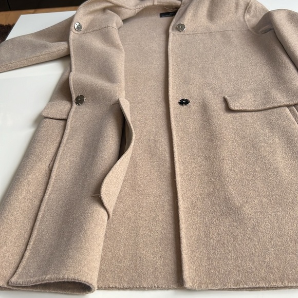 Zara high quality handmade wool blend oversized coat with hood, pockets - Picture 5 of 9